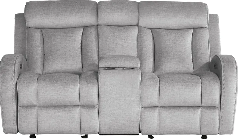 Copperfield Gray Dual Power Reclining Console Loveseat