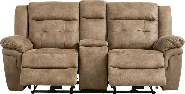 Hartford Brown Power Reclining Console Loveseat