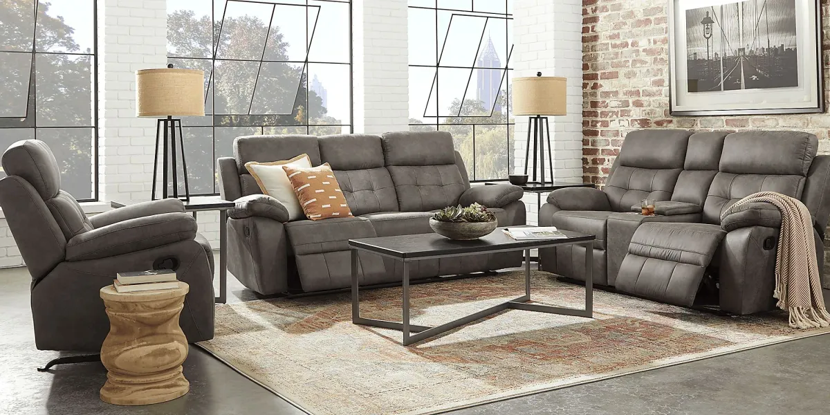 Hanton Heights Slate 3 Pc Reclining Living Room