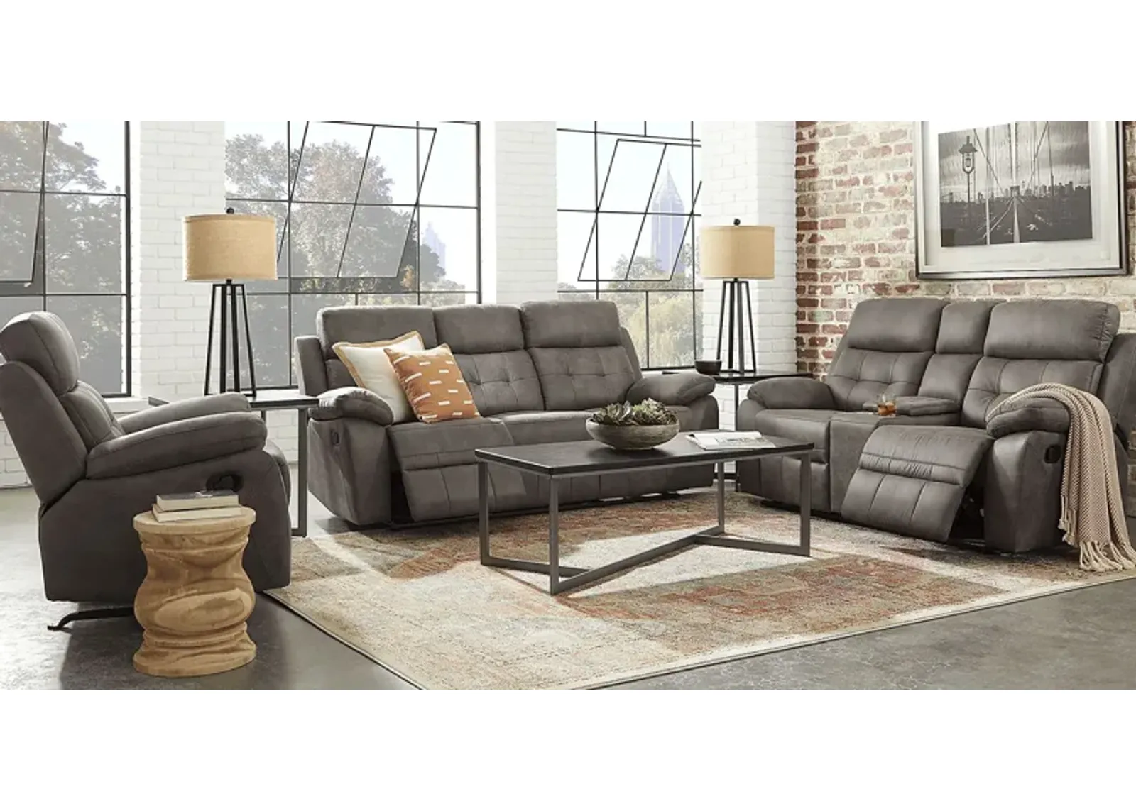 Hanton Heights Slate 3 Pc Reclining Living Room