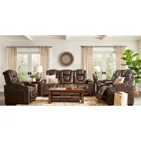 Renegade Brown Leather 5 Pc Power Plus Reclining Living Room
