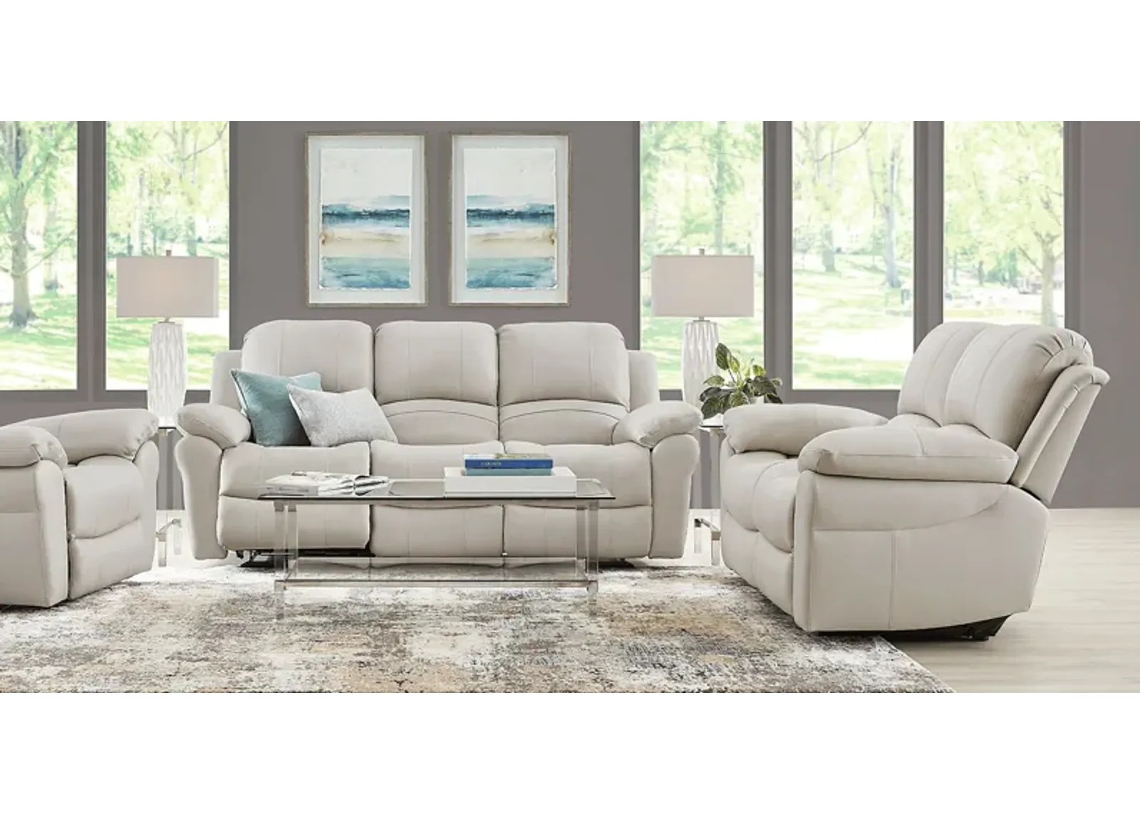 Vercelli Way Stone Leather 2 Pc Living Room with Reclining Sofa