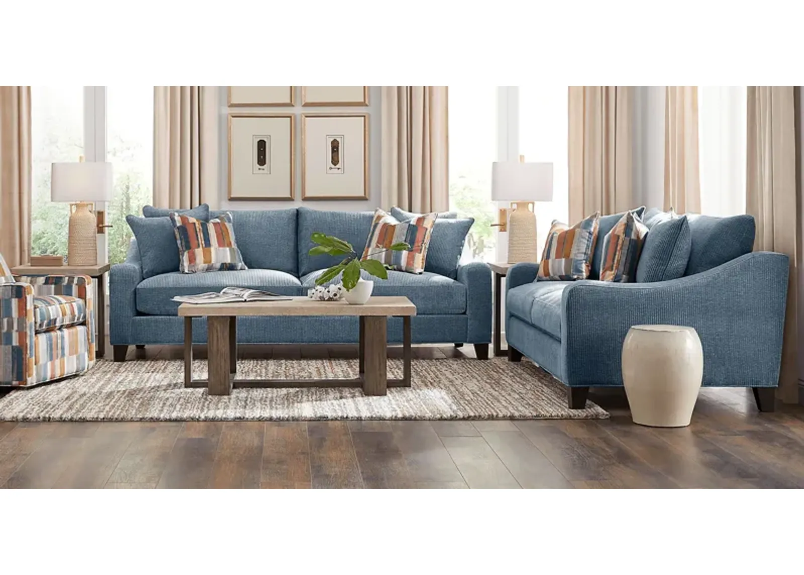 Cambria Blue 8 Pc Living Room