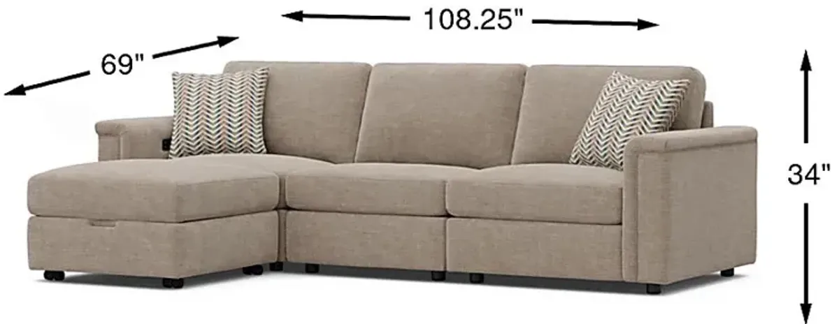 Tempo Modular Beige 4 Pc Sectional with Audio