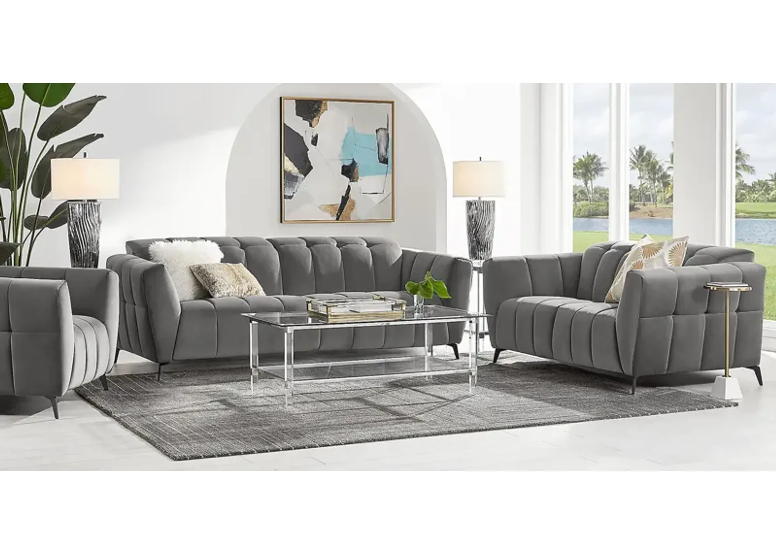 Belden Place Gray 8 Pc Dual Power Reclining Living Room