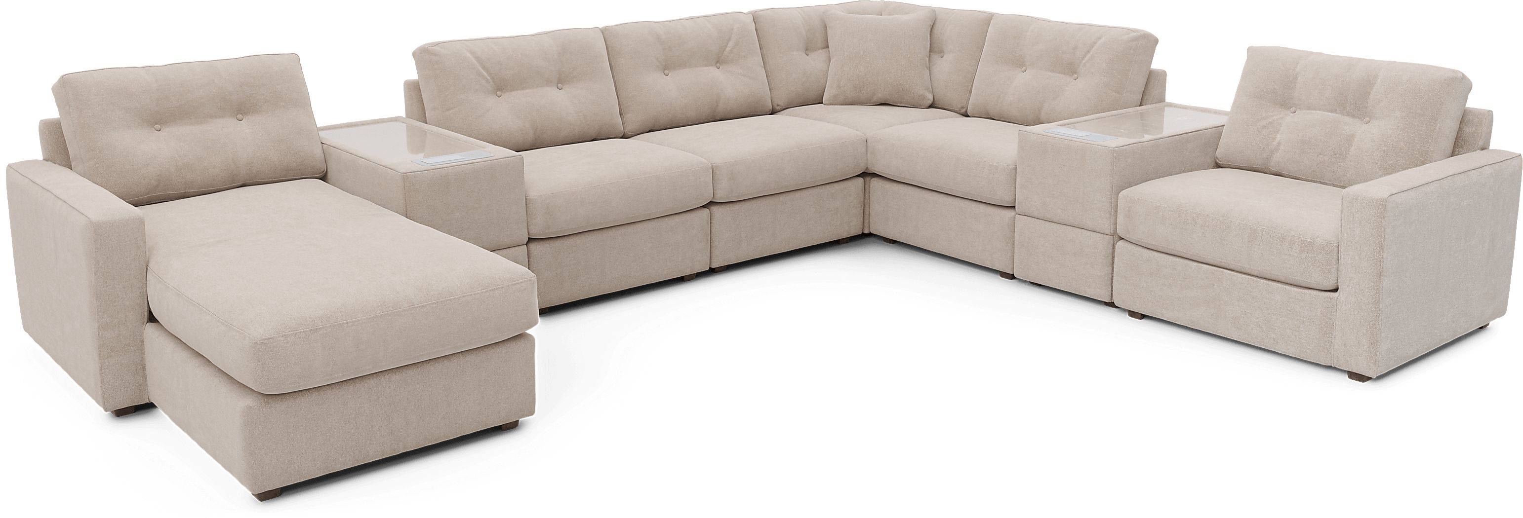 ModularOne Beige 8 Pc Sectional with Media Consoles