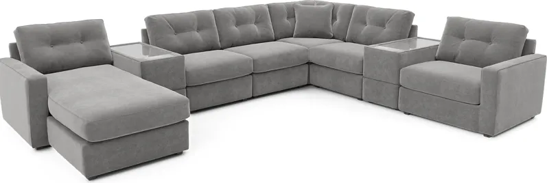 ModularOne Gray 8 Pc Sectional with Media Consoles