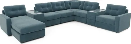 ModularOne Teal 8 Pc Sectional with Media Consoles