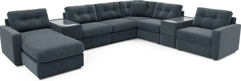 ModularOne Indigo 8 Pc Sectional with Media Consoles