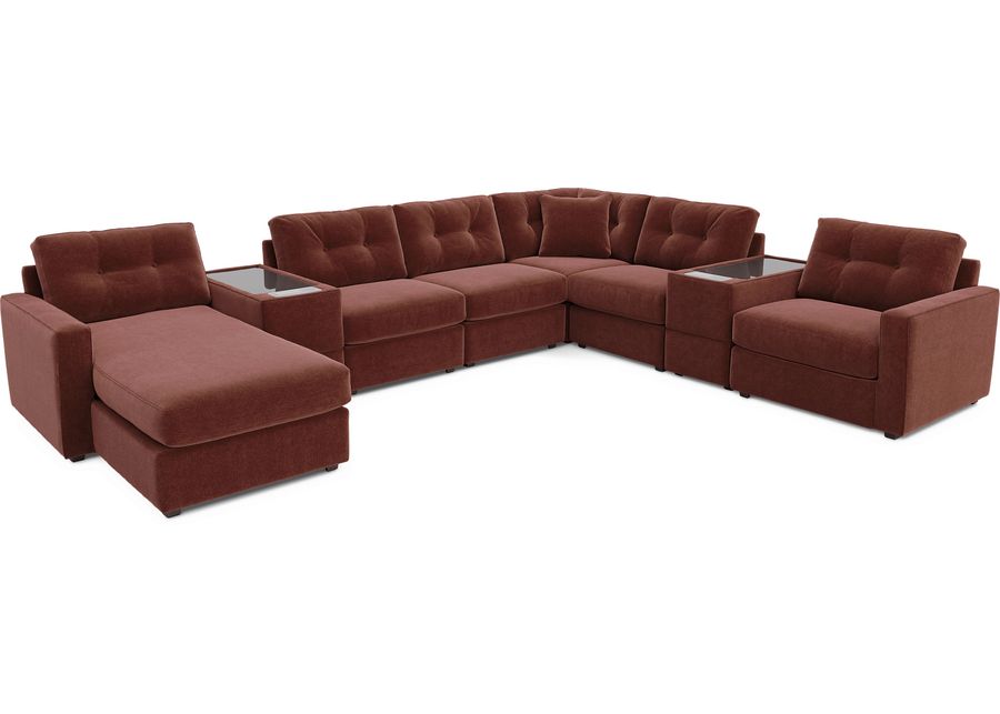 ModularOne Merlot 8 Pc Sectional with Media Consoles