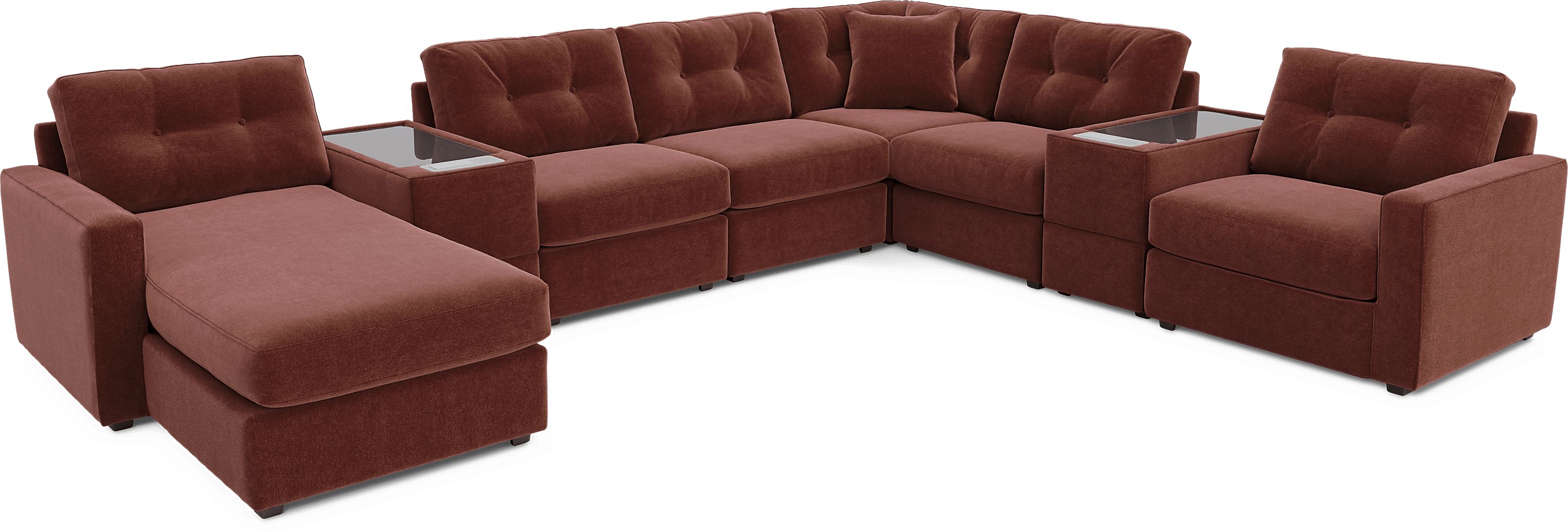 ModularOne Merlot 8 Pc Sectional with Media Consoles