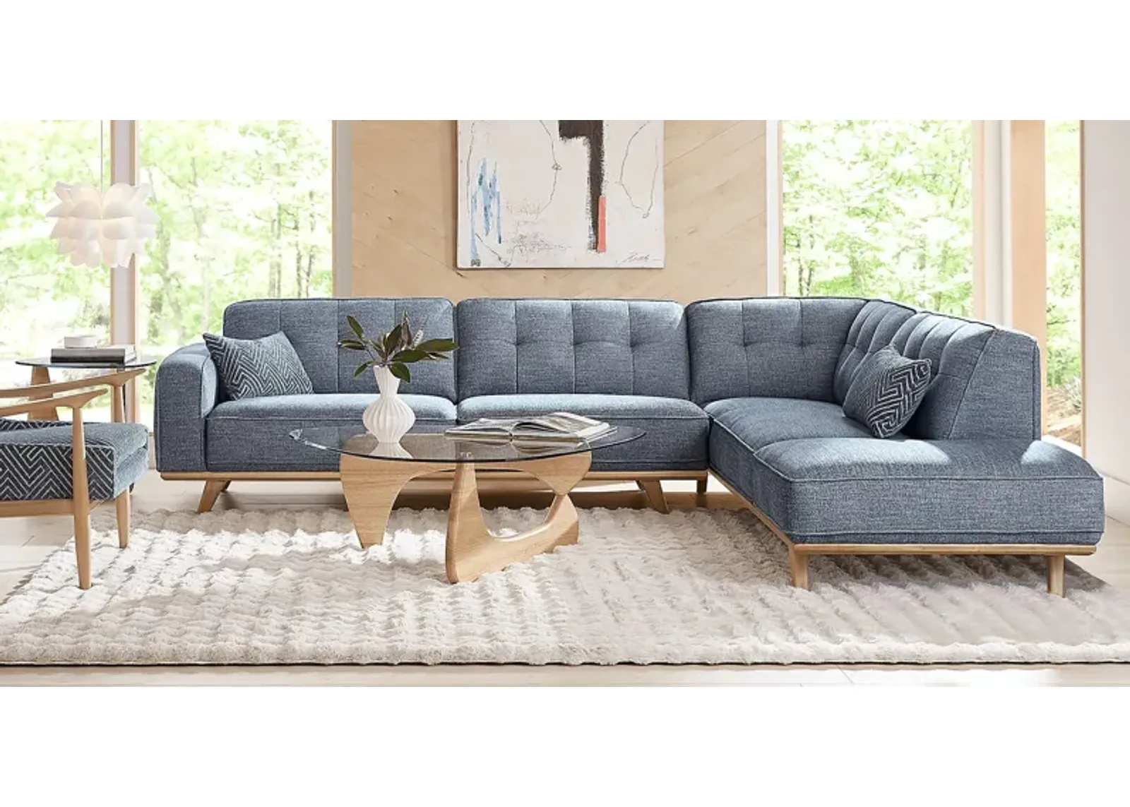 Stamford Bridge Denim 5 Pc Sectional Living Room