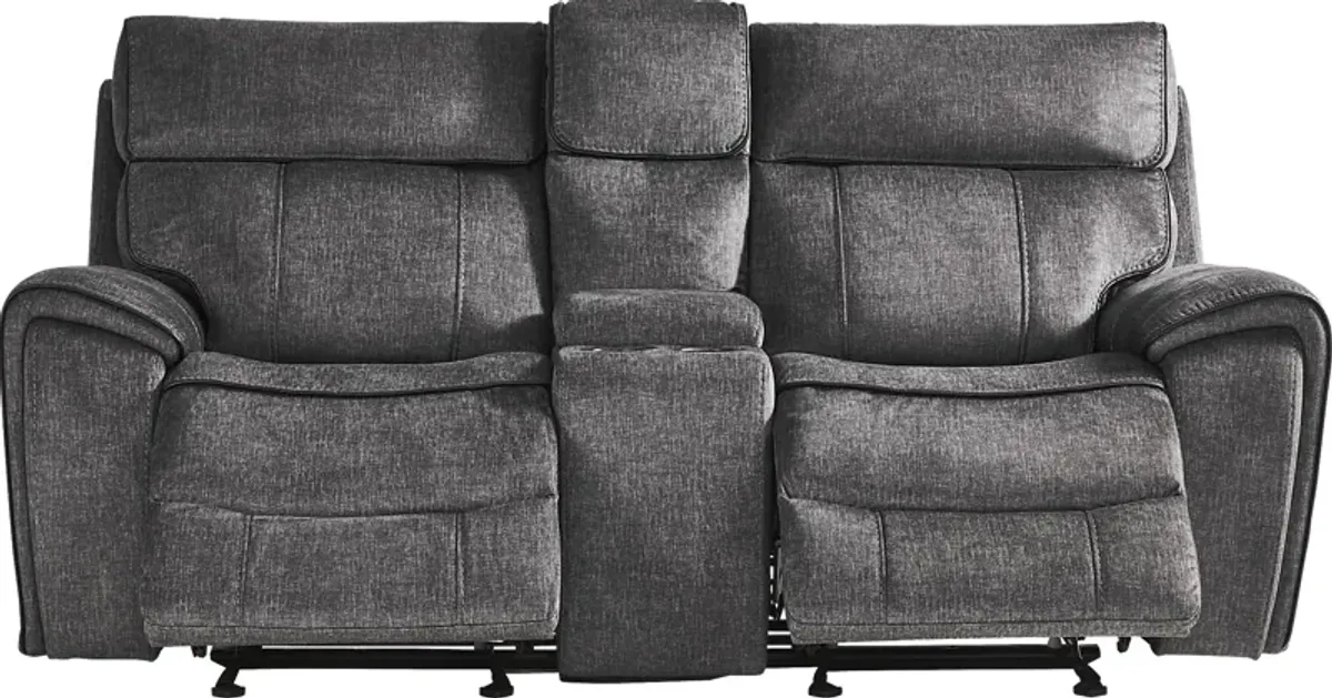 Bradshaw Place Dark Gray Reclining Glider Console Loveseat