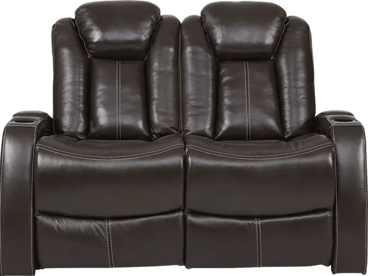 Moretti Brown Leather 8 Pc Living Room with Dual Power Reclining Sofa