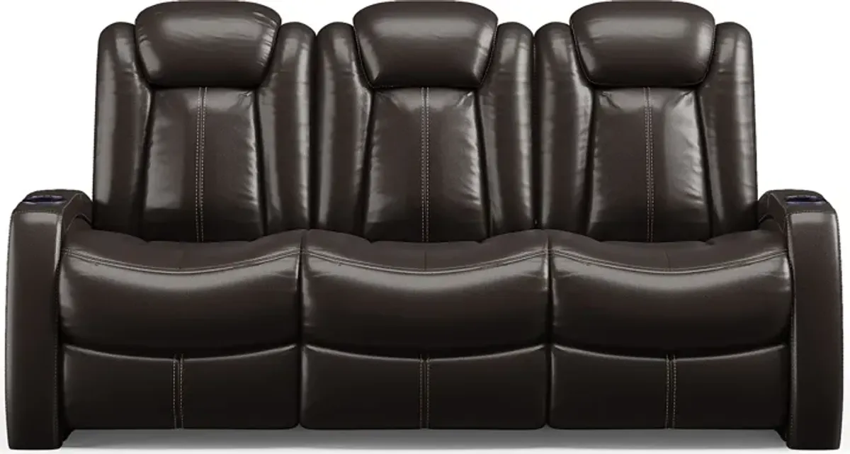 Moretti Brown Leather 8 Pc Living Room with Dual Power Reclining Sofa