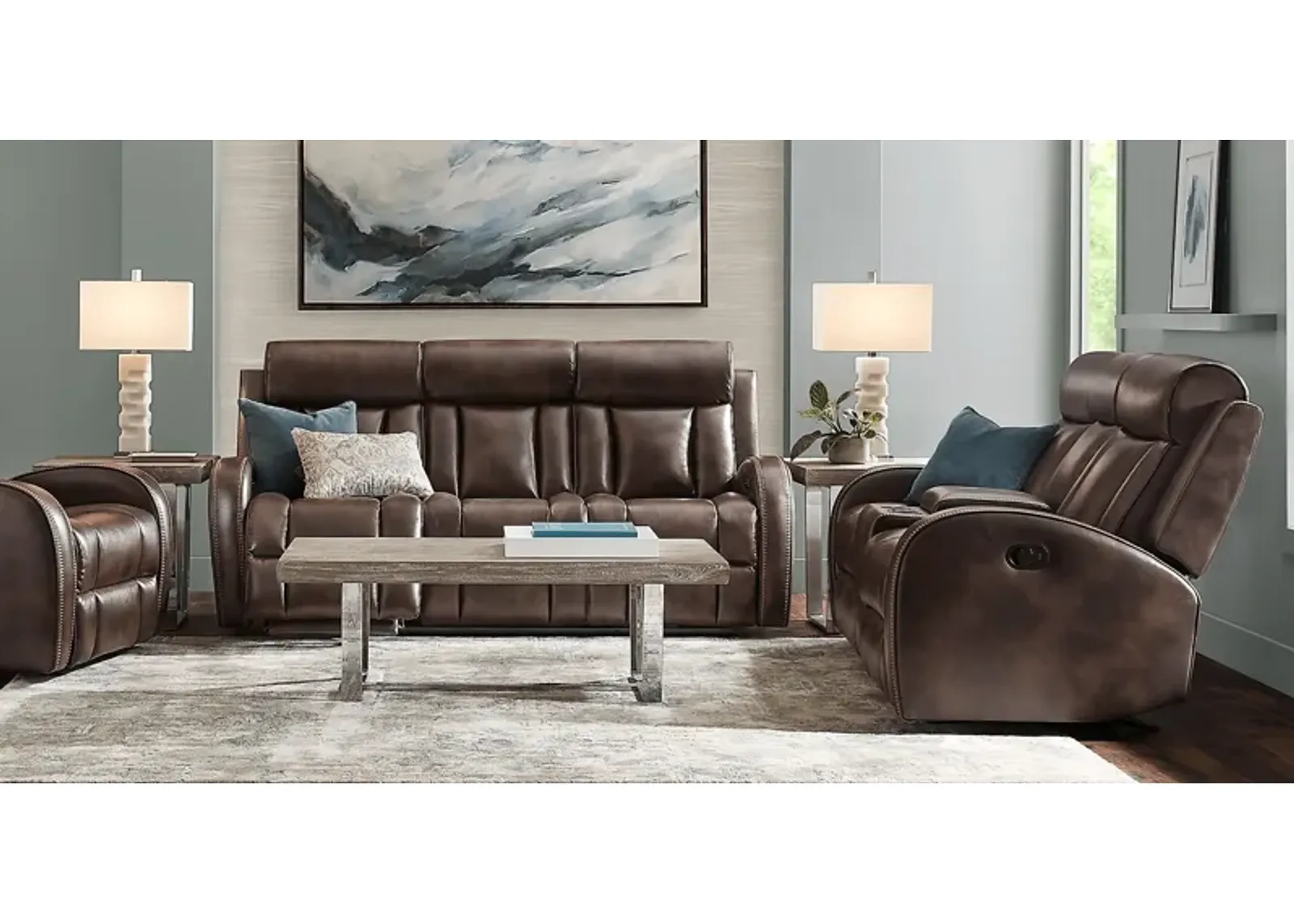 Copperfield Brown 5 Pc Dual Power Reclining Living Room