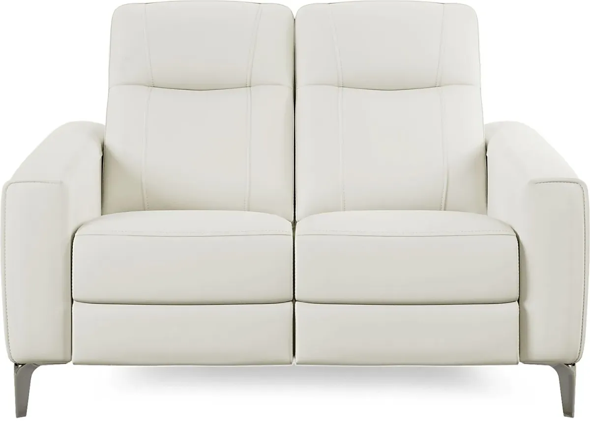 Parkside Heights White Leather 7 Pc Living Room w/Dual Power Reclining Sofa