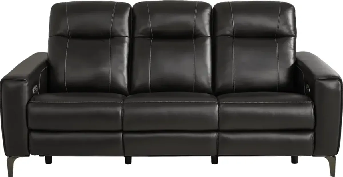 Parkside Heights Black Cherry Leather 7 Pc Living Room w/Dual Power Reclining Sofa