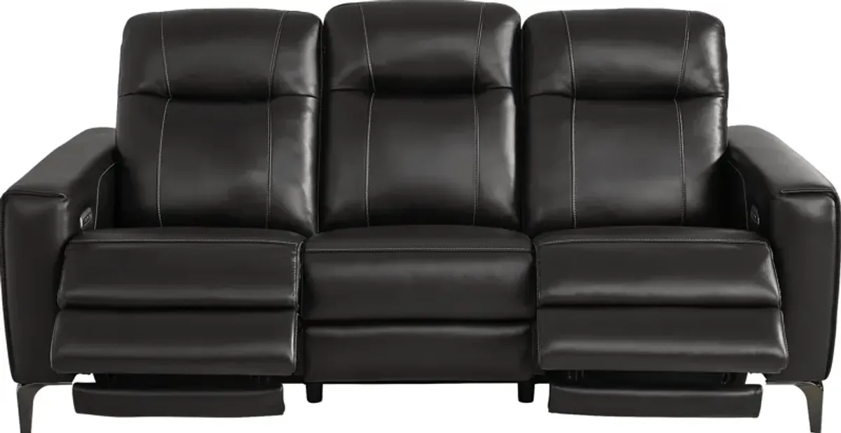 Parkside Heights Black Cherry Leather 7 Pc Living Room w/Dual Power Reclining Sofa