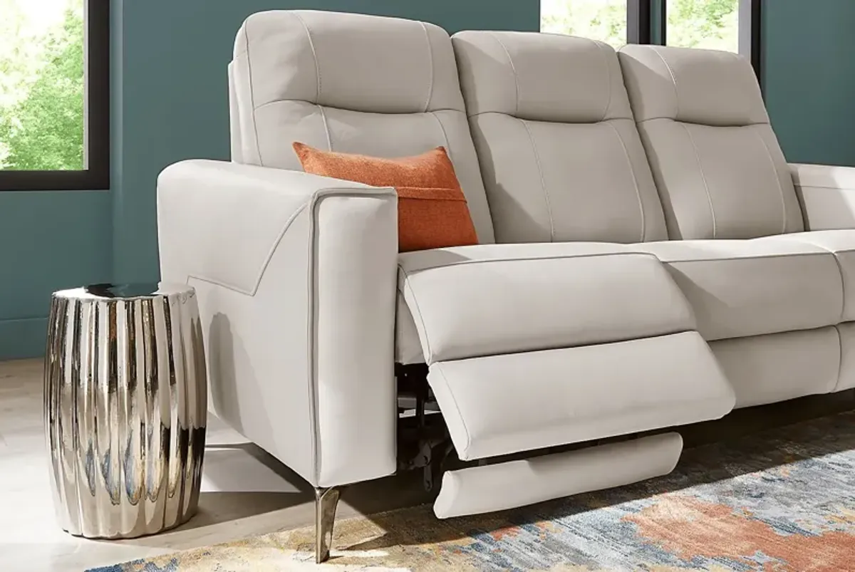 Parkside Heights Gray Leather 7 Pc Living Room with Dual Power Reclining Sofa