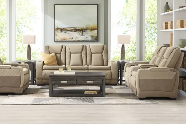 Donovan Park Beige 5 Pc Dual Power Reclining Living Room