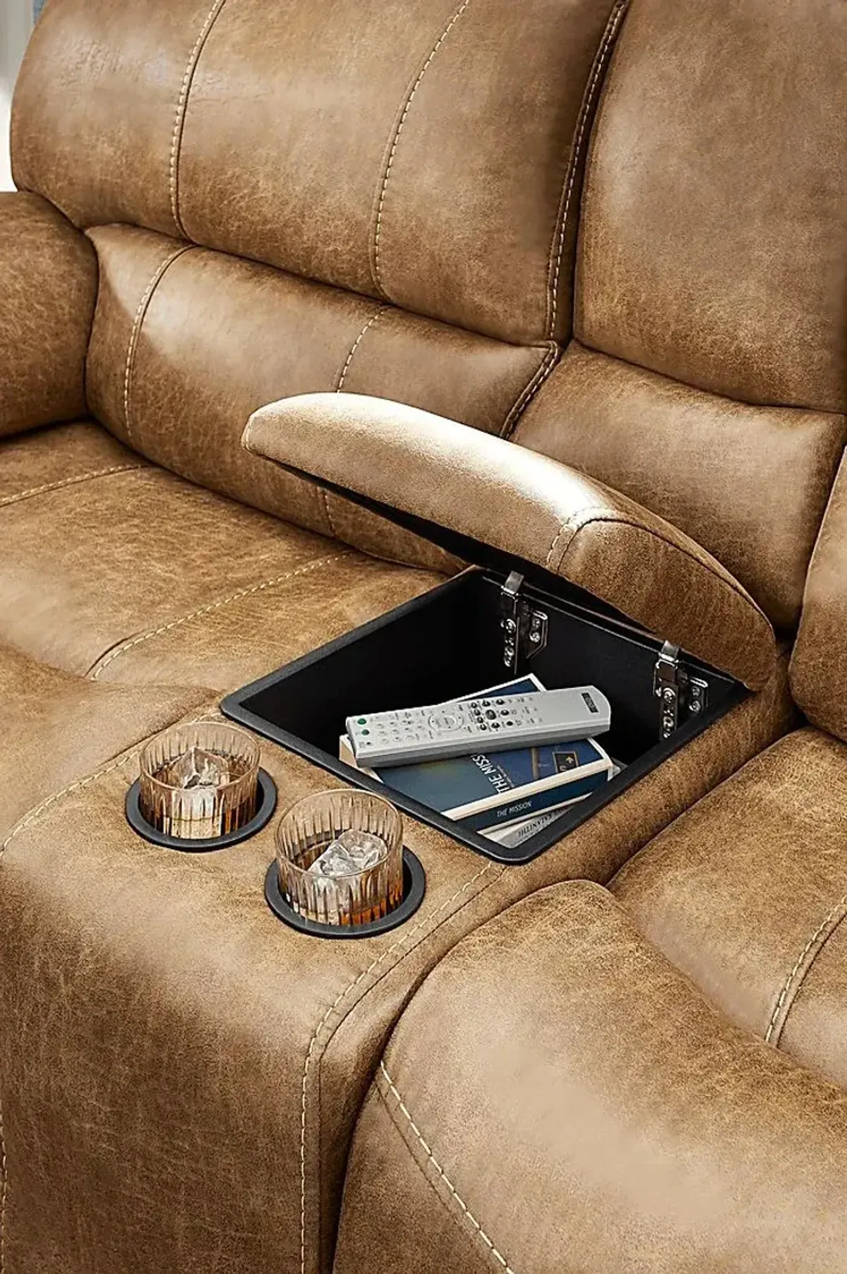 Alpen Ridge Silt Reclining Glider Console Loveseat