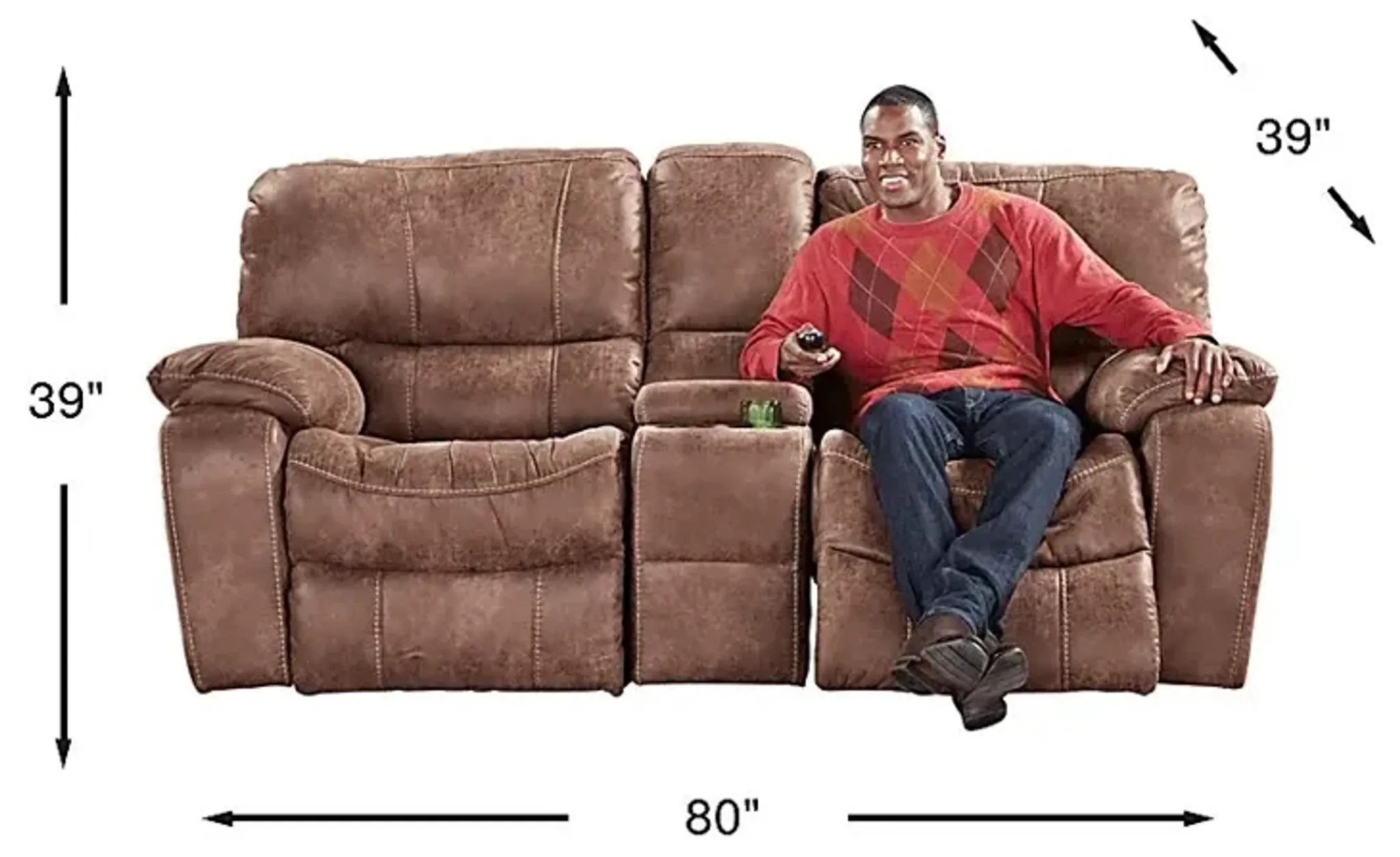 Alpen Ridge Silt Reclining Glider Console Loveseat | Furniture.com