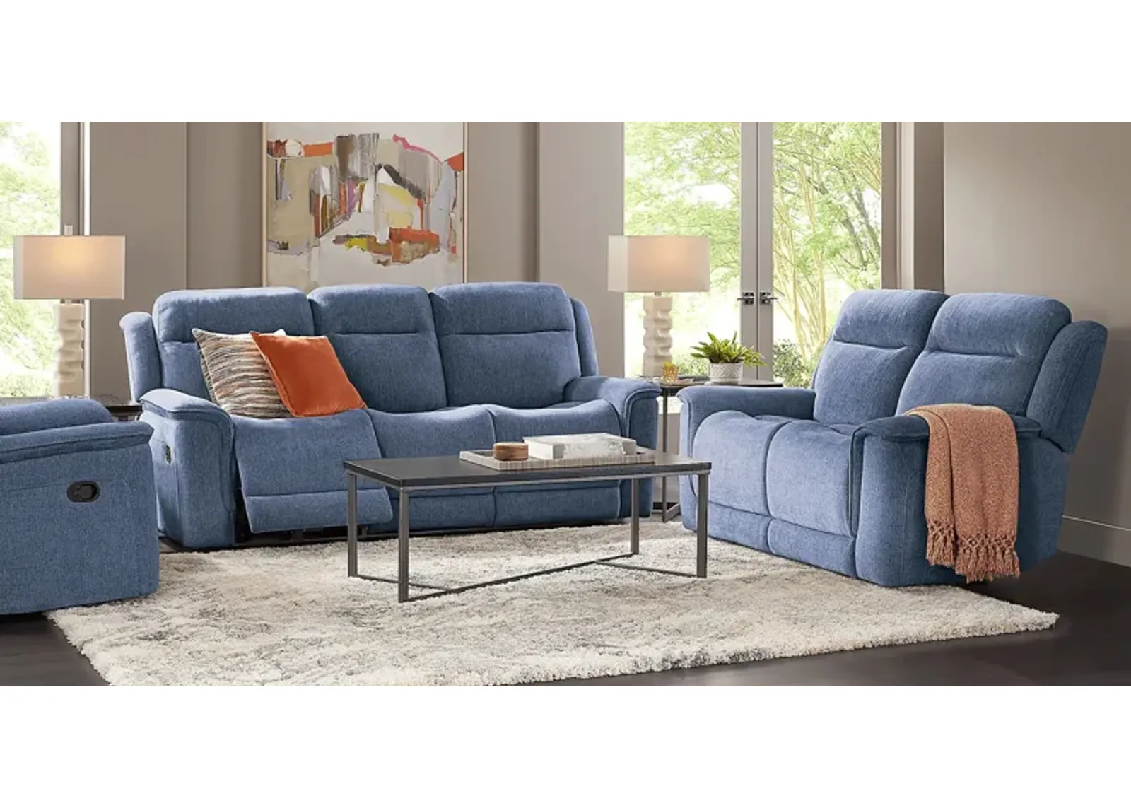 Kamden Place Cobalt 8 Pc Living Room with Reclining Sofa