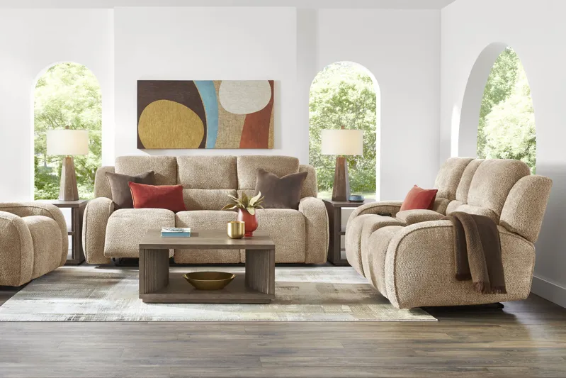 Crestwood Tan 8 Pc Dual Power Reclining Living Room