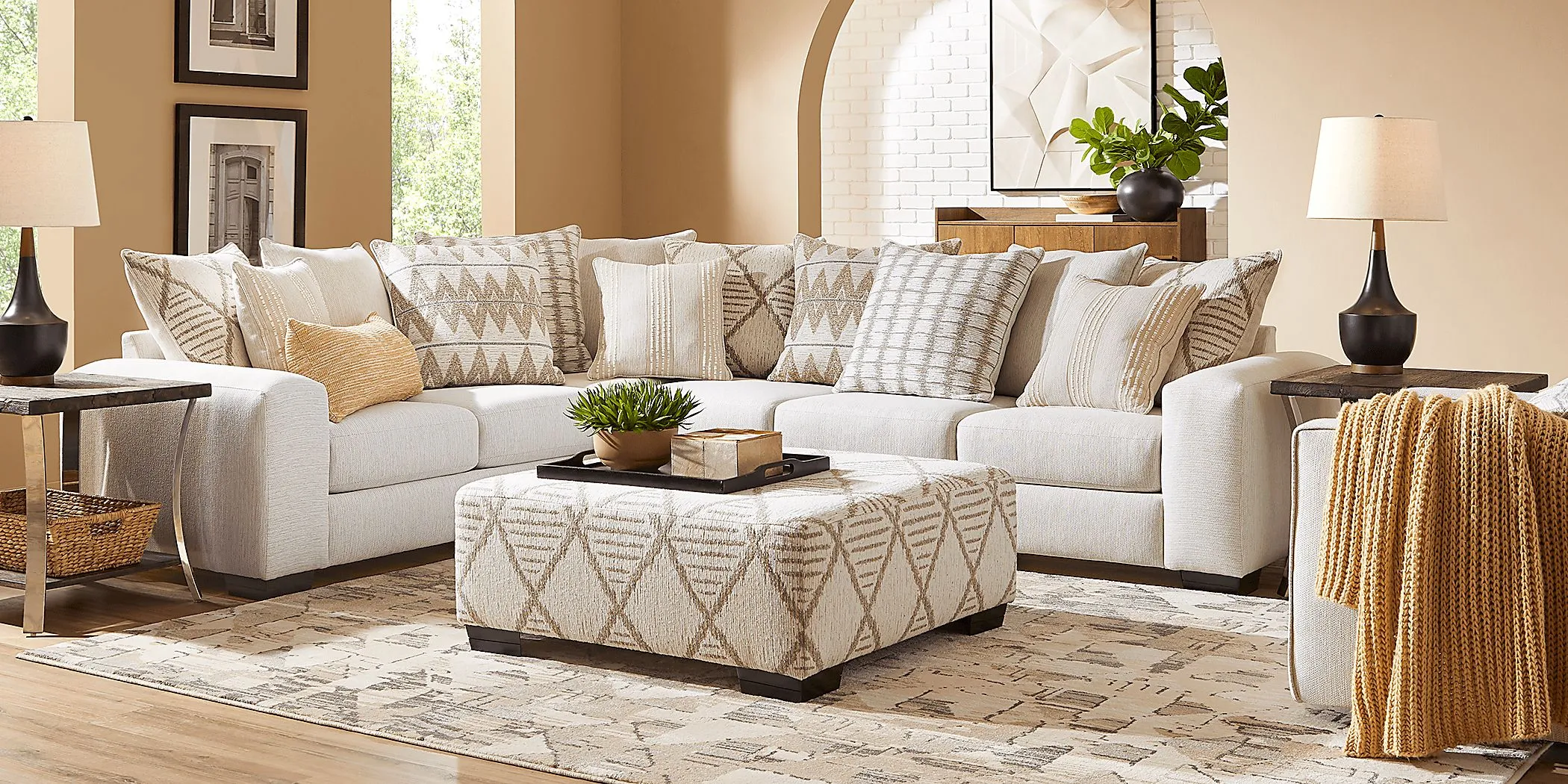 Highland Square White 3 Pc Sectional Living Room by Rooms To Go