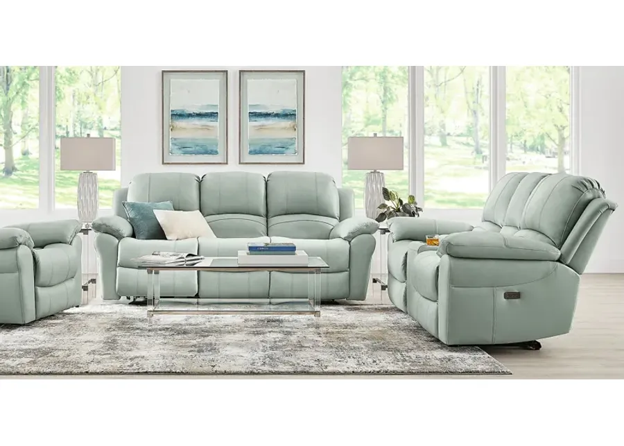 Vercelli Way Aqua Leather 3 Pc Power Reclining Living Room