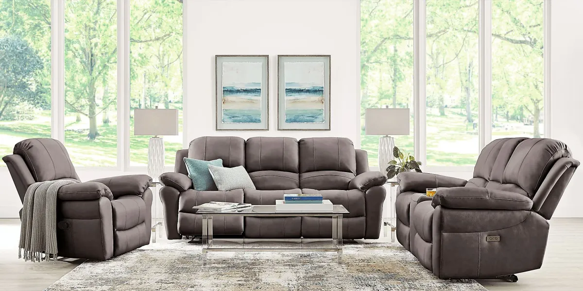 Vercelli Way Gray Leather 3 Pc Power Reclining Living Room