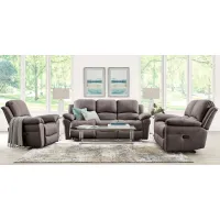 Vercelli Way Gray Leather 3 Pc Living Room with Power Reclining Sofa