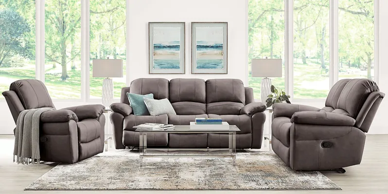 Vercelli Way Gray Leather 3 Pc Living Room with Power Reclining Sofa