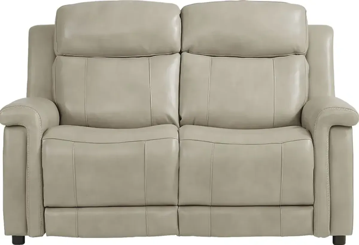 Orsini Beige Leather 2 Pc Living Room with Dual Power Reclining Sofa