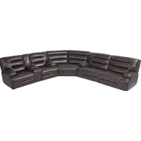 Davoli Black Leather 3 Pc Dual Power Reclining Sectional