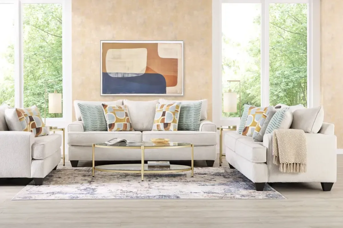 Twin Falls Ivory 8 Pc Living Room with Sleeper Sofa