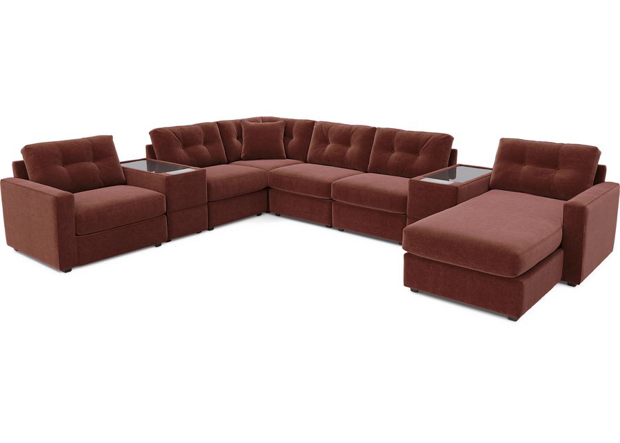 ModularOne Merlot 8 Pc Sectional with Media Consoles