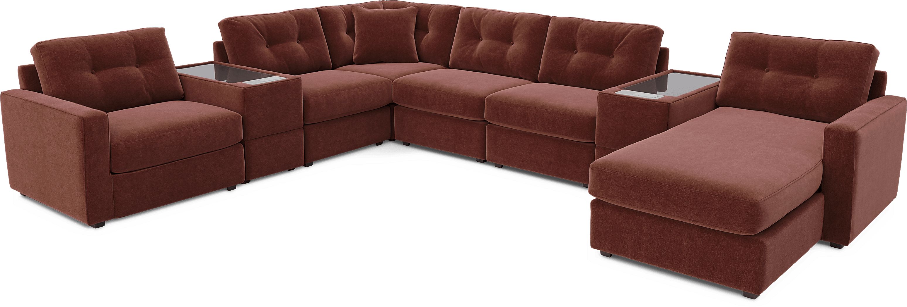 ModularOne Merlot 8 Pc Sectional with Media Consoles