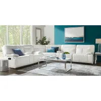 Bernsley White Leather 6 Pc Reclining Sectional Living Room
