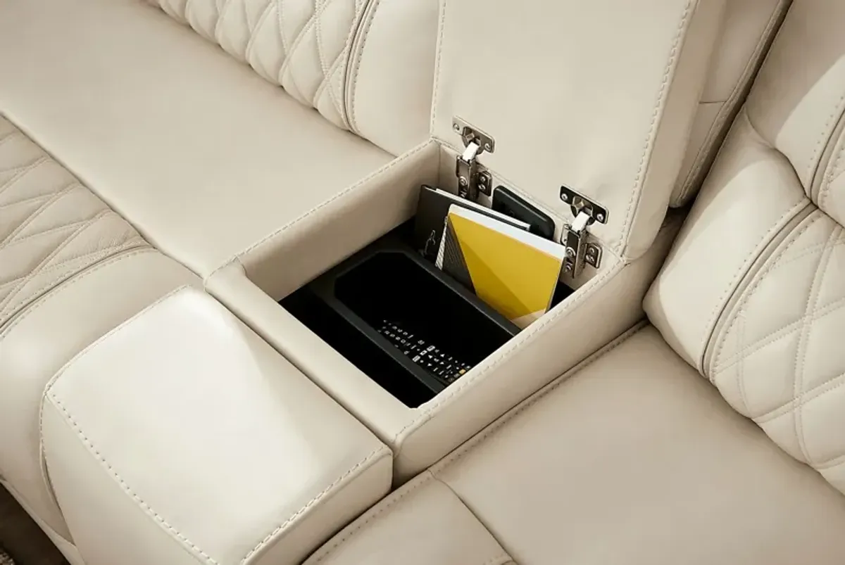 Marquee Cream 5 Pc Leather Triple Power Reclining Living Room