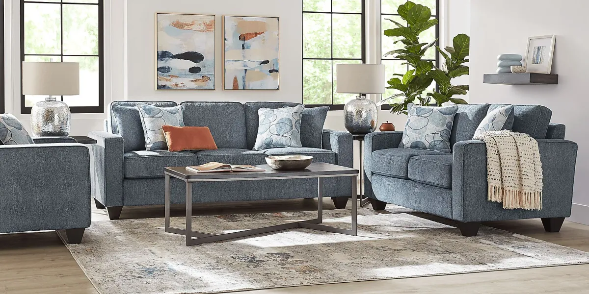 Alanis Bay Blue 3 Pc Living Room