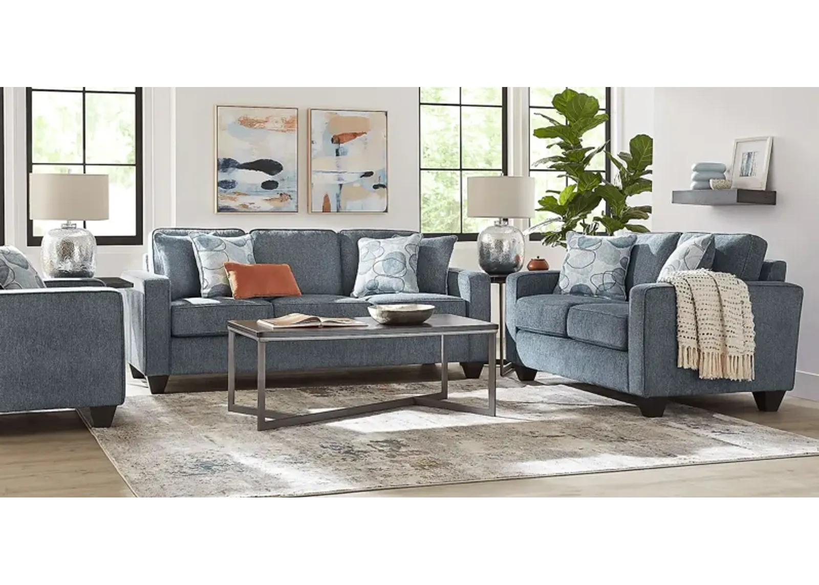 Alanis Bay Blue 3 Pc Living Room