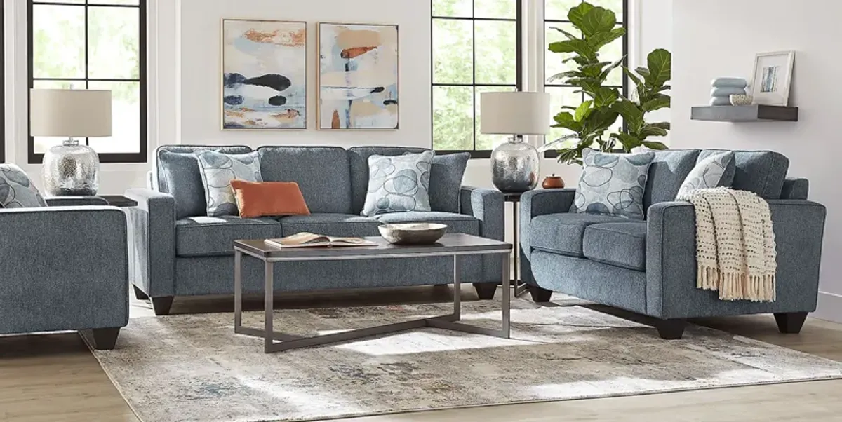 Alanis Bay Blue 3 Pc Living Room