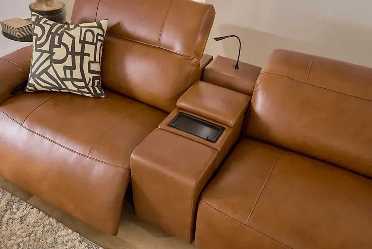 Huntington Saddle Leather 10 Pc Dual Power Sectional Living Room