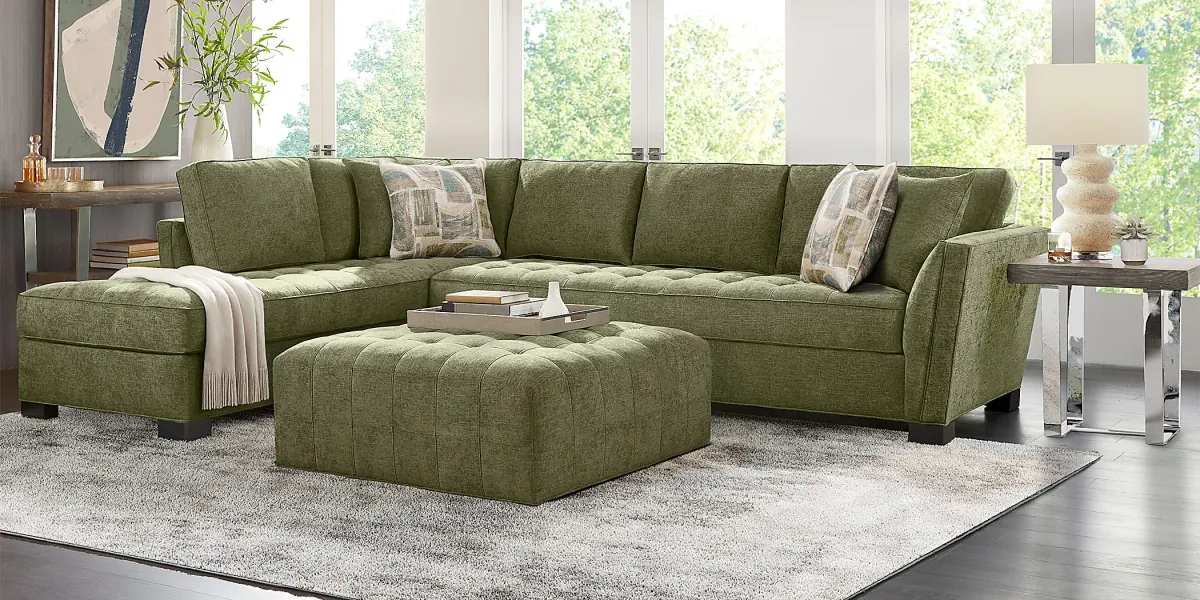 Calvin Heights Avocado Chenille 2 Pc XL Sectional