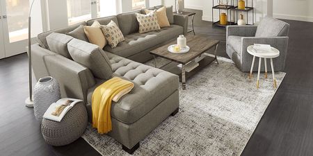 Calvin Heights Cobblestone Textured 2 Pc XL Sectional