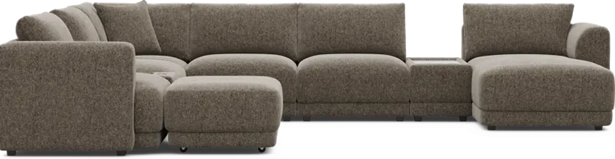 Drew & Jonathan ModularFour 9 Pc Sectional with Media Consoles in Mink