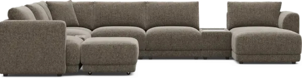 Drew & Jonathan ModularFour 9 Pc Sectional with Media Consoles in Mink