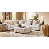 Highland Square White Polyester,Polypropylene Fabric 2 Pcsectional